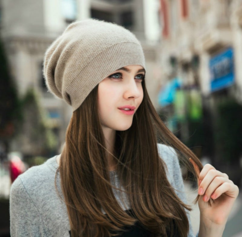 WaySoft Pure 100% Cashmere Beanie for Women in a Gift Box, Oversized Women Beanie Hat, Bring Warm and Luxury to Your Loved Ones, Perfect (Beige) - Image 3